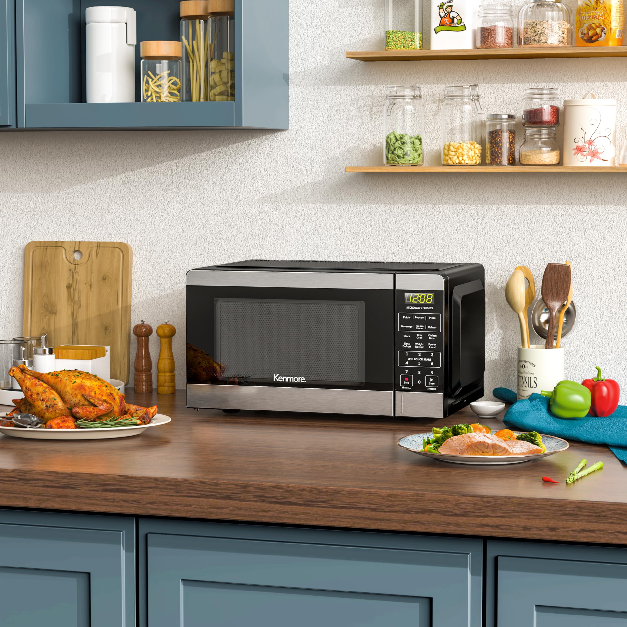 Kenmore Countertop Microwave, 6 Auto-Preset Menus, Child Lock, Defrost & Express Cooking Features, 900 Watt, .9 Cu Ft, Stainless Steel - Image 7