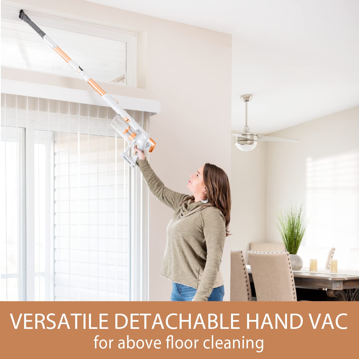 Kenmore DS4030 21.6V Cordless Stick Vacuum with EasyReach Wand, Lightweight Cleaner with 2-Speed Power Control, LED Headlight, Converts to Handheld for Hardwood Floors, Carpet & Pet Hair, Orange - Image 6